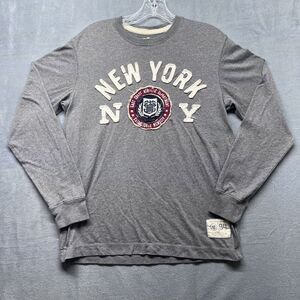 Old Navy Shirt Mens Small Gray Long‎ Sleeve New York Crew Neck Premium Division